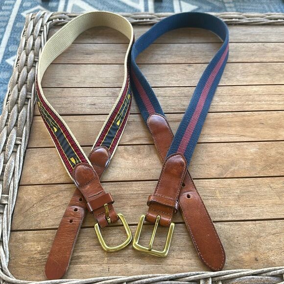 Hand Made Leather & Canvas Belt Bundle (2) 38